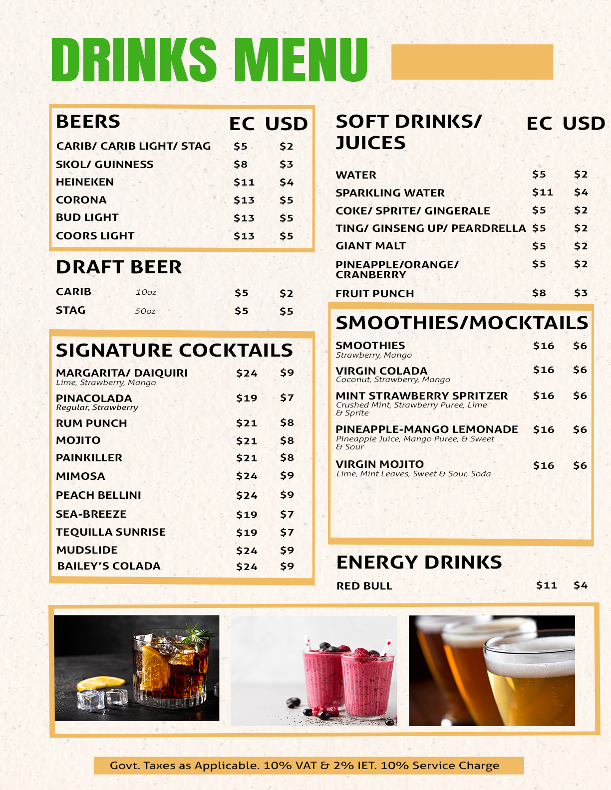 Pangea Signature Drinks